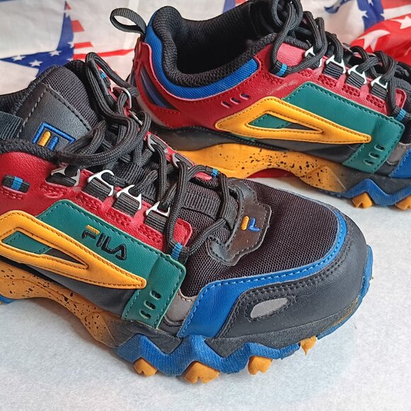 FILA Oakmont TR Gray Multicolor Leather Textile Lace Low Top Sneaker in boys 5 - Picture 5 of 5